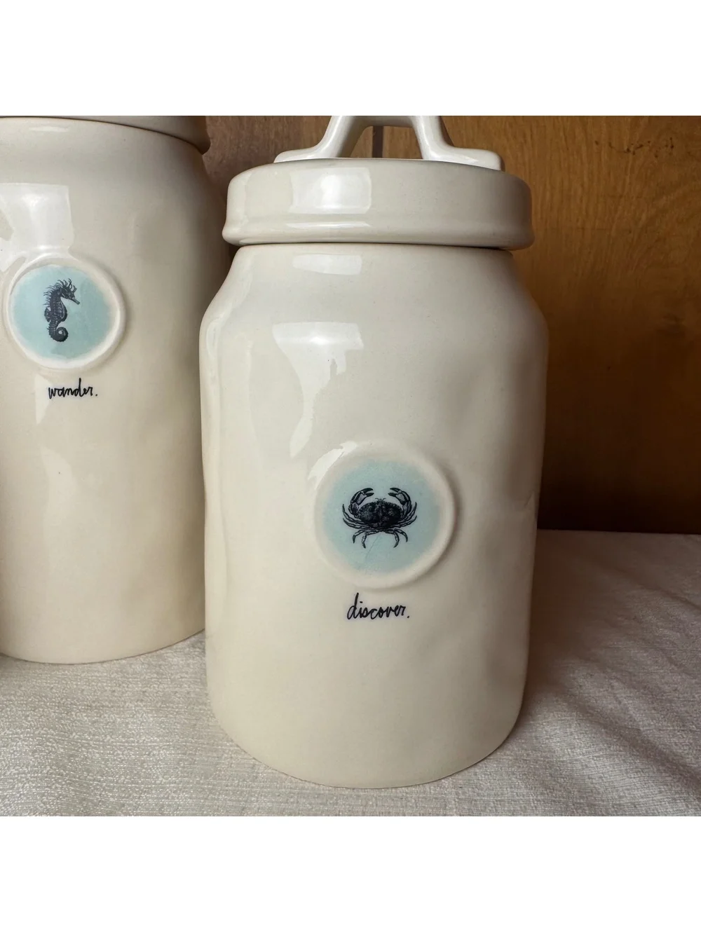 Rae Dunn Coastal Canister Set Seek Wander Discover Sea Life Rare Retired
